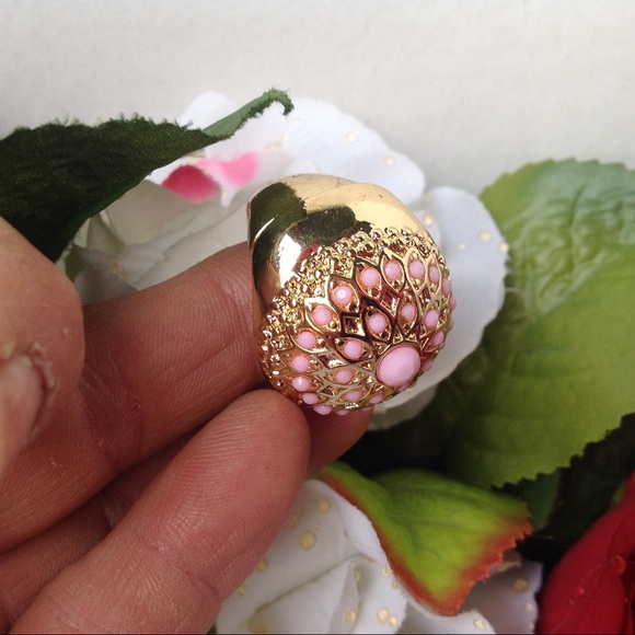 Dome Ring Pink Gold Geometric  Costume Jewelry - Picture 8 of 9